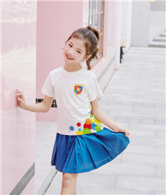 夏季女中小學生運動服裝圓領(lǐng)（白）