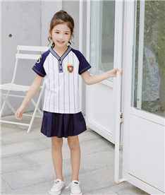 夏季女中小學(xué)生服裝帶條紋