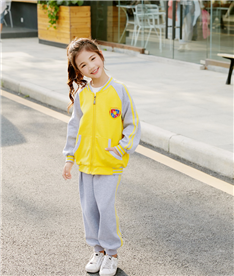 冬季女中小學(xué)生運動衛(wèi)衣（黃灰）